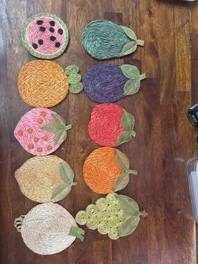 Handwoven Fruit Coaster Set - Assorted Colors